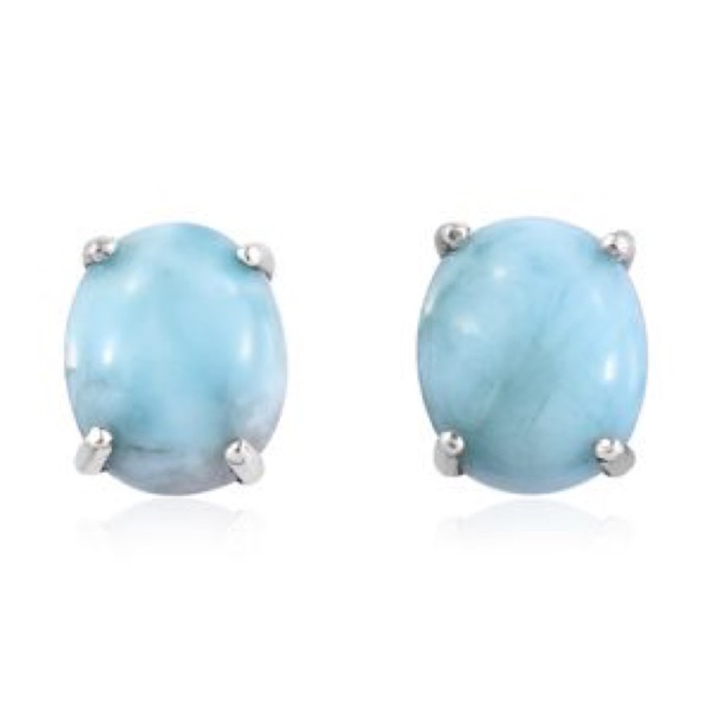 NWT 4ct ea. Genuine Larimar Stud Earrings